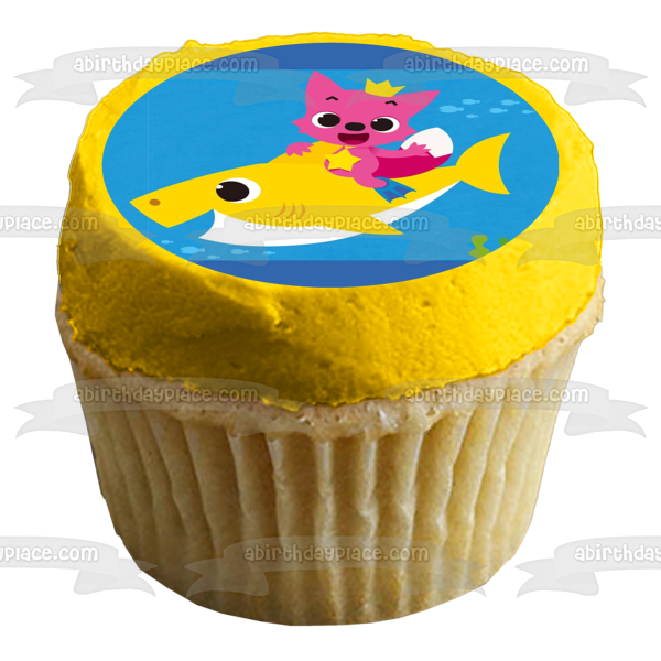 Pinkfong Riding Baby Shark Edible Cake Topper Image ABPID50899