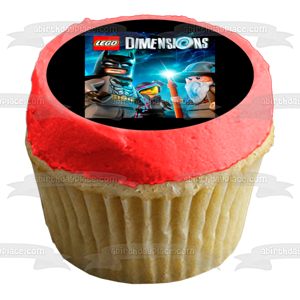 LEGO Dimensions Video Game Cover Batman Wyldstyle Gandalf the Grey Edible Cake Topper Image ABPID51112