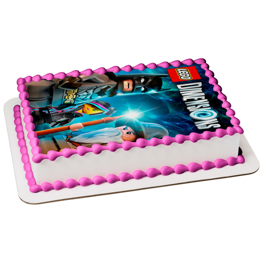 Portada del videojuego LEGO Dimensions Batman Wyldstyle Gandalf el gris Adorno comestible para tarta Imagen ABPID51112 