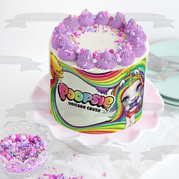 LOL Poopsie Unicorn Crush Rainbow Glitter and Slime Surprise Sun Edible Cake Topper Image ABPID50907