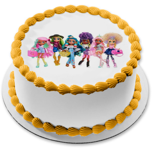 Hairdorables Hairmazing Dolls Bella Noah Willow Harmony Kali Dee Dee Edible Cake Topper Image ABPID50912