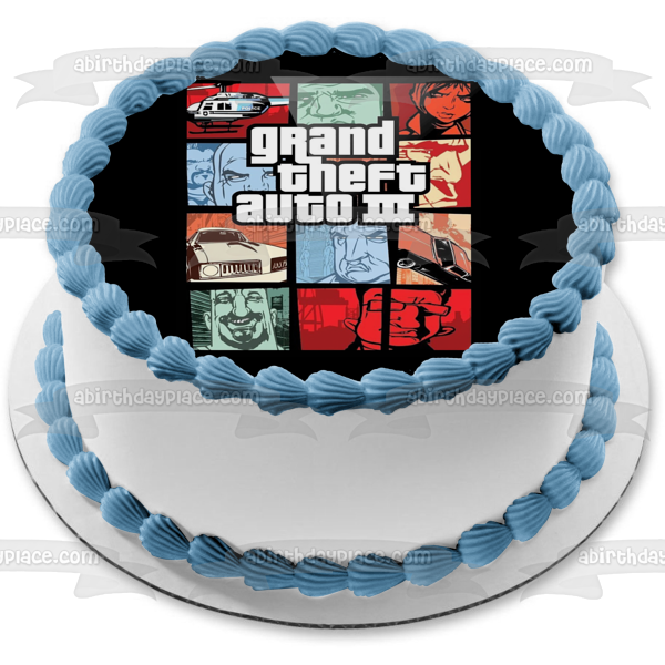 Grand Theft Auto Three Video Game Cover Edible Cake Topper Image ABPID50915