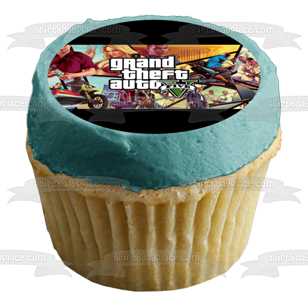 Grand Theft Auto 5 Franklin Trevor Michael Edible Cake Topper Image ABPID50916