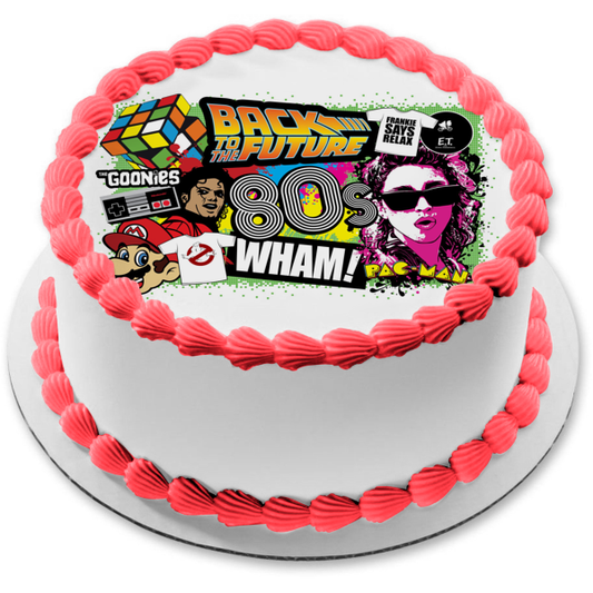 80's Music Movies Video Game Logo and Characters Back to the Future Rubix Cube E.T. Michael Jackson Super Mario Brothers Wham Pac-Man the Goonies Nintendo Paddle ABPID51138