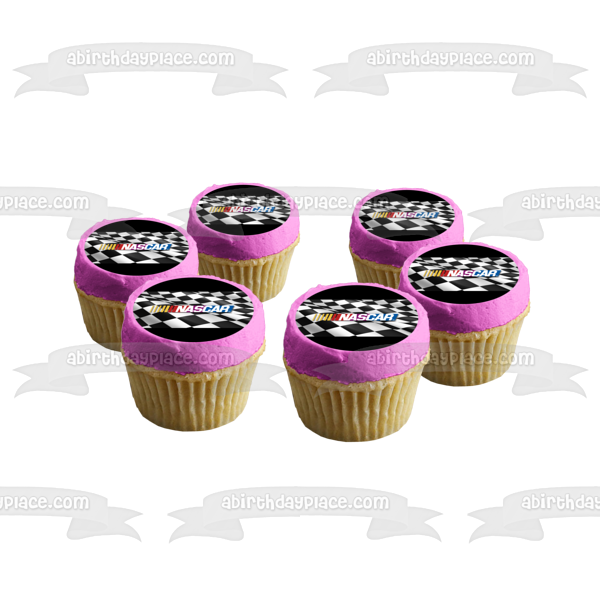 Nascar Logo Checker Background Edible Cake Topper Image ABPID51166