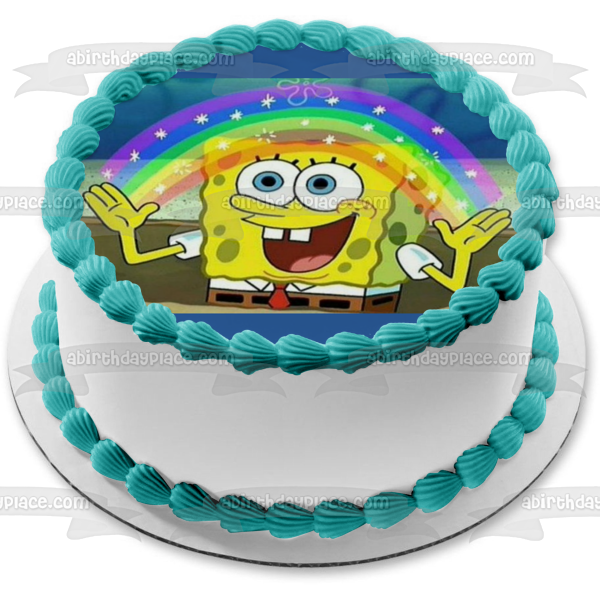 SpongeBob SquarePants Rainbow Edible Cake Topper Image ABPID51167
