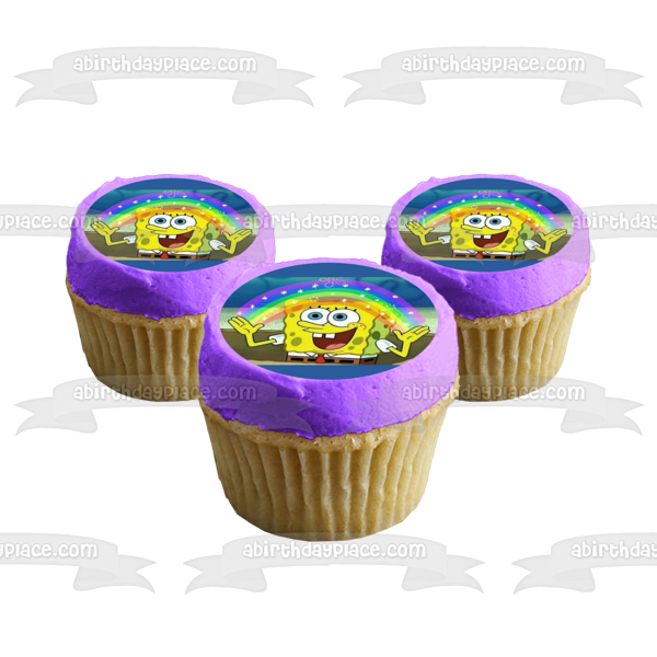 SpongeBob SquarePants Rainbow Edible Cake Topper Image ABPID51167