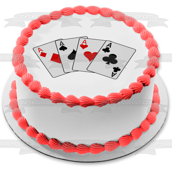 Playing Cards All Aces Casino Edible Cake Topper Image ABPID51176