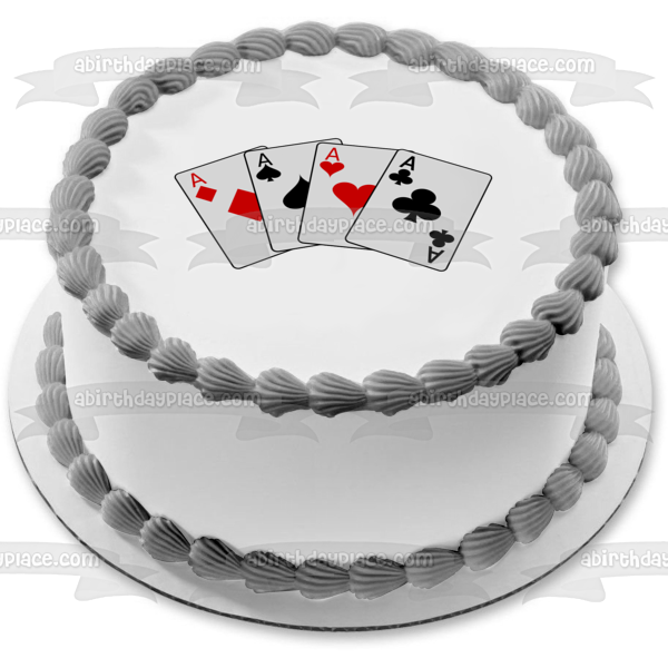 Playing Cards All Aces Casino Edible Cake Topper Image ABPID51176