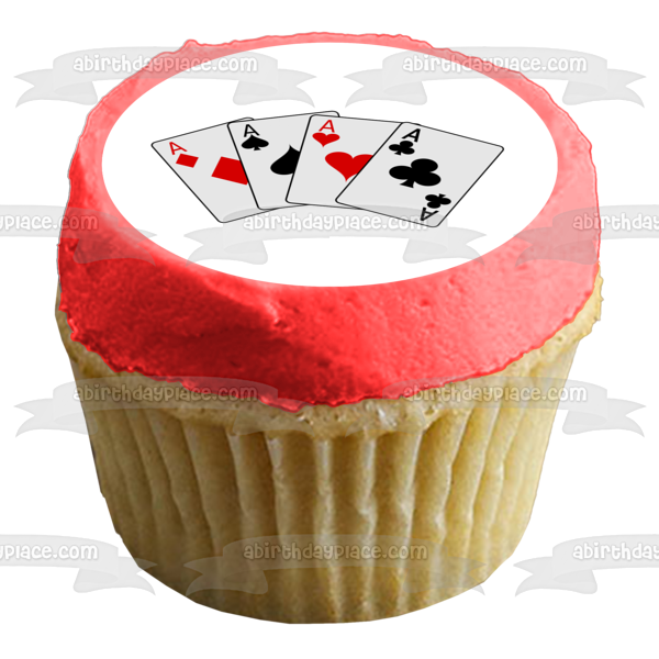 Playing Cards All Aces Casino Edible Cake Topper Image ABPID51176
