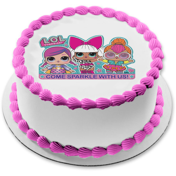 LOL Surprise Diva Super B.B. Neon Q.T. Come Sparkle with Us Edible Cake Topper Image ABPID50979