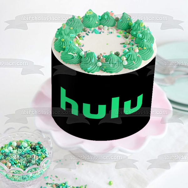 Hulu Logo Black Background Edible Cake Topper Image ABPID51306