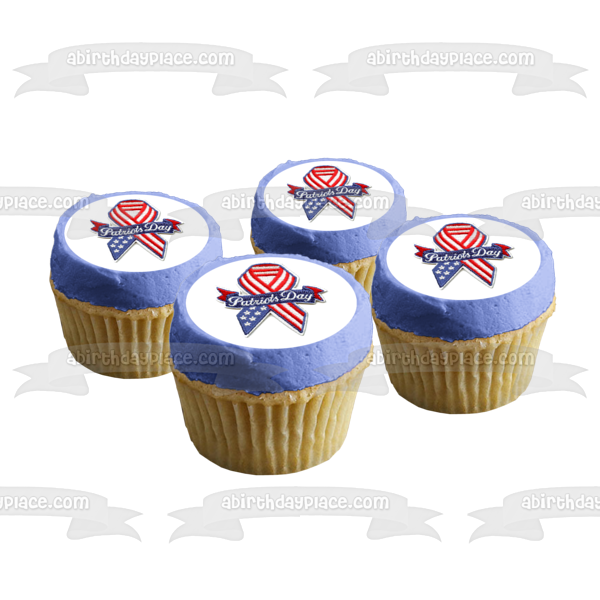 Patriots Day Flag Ribbon Logo Edible Cake Topper Image ABPID51212