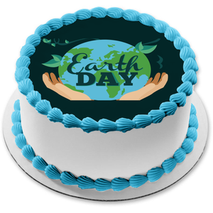 Earth Day Planet Earth Held In Hands Edible Cake Topper Image ABPID51218