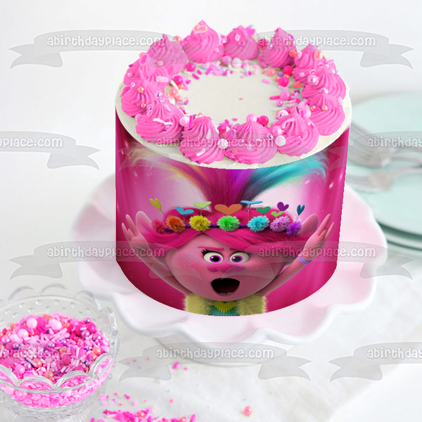 Trolls World Tour Queen Poppy Edible Cake Topper Image ABPID51320