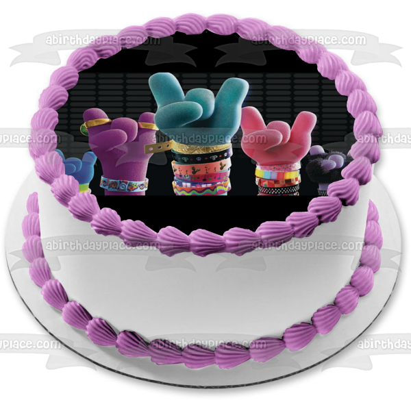 Trolls World Tour Rock and Roll Hands Edible Cake Topper Image ABPID51331