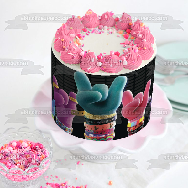 Trolls World Tour Rock and Roll Hands Edible Cake Topper Image ABPID51331