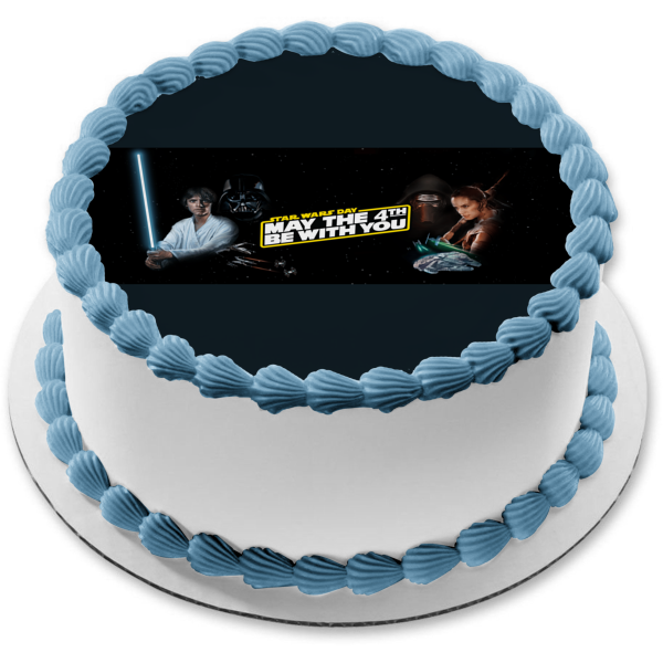 Star Wars Day May the 4th Be with You Darth Vader Mask Padme Amidala Luke Skywalker Revan Mask Edible Cake Topper Image ABPID51244