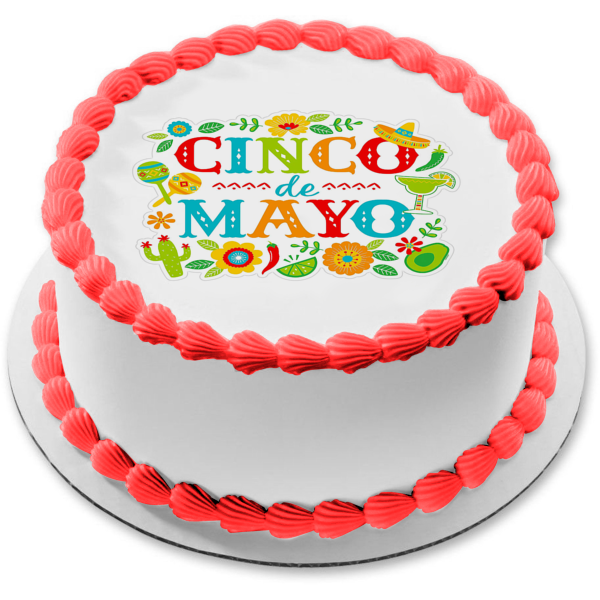 Cinco De Mayo Cactus Maracas Edible Cake Topper Image ABPID51364