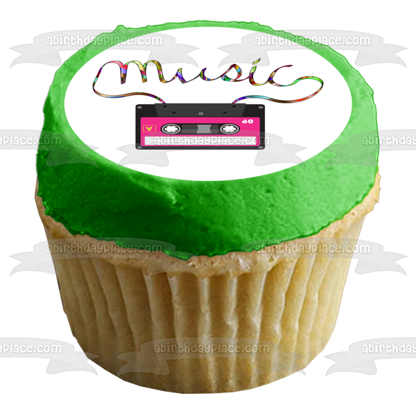 Music Mixtape Rainbow 80s 90s 70s Cassette Tape Personalizable Edible Cake Topper Image ABPID51273