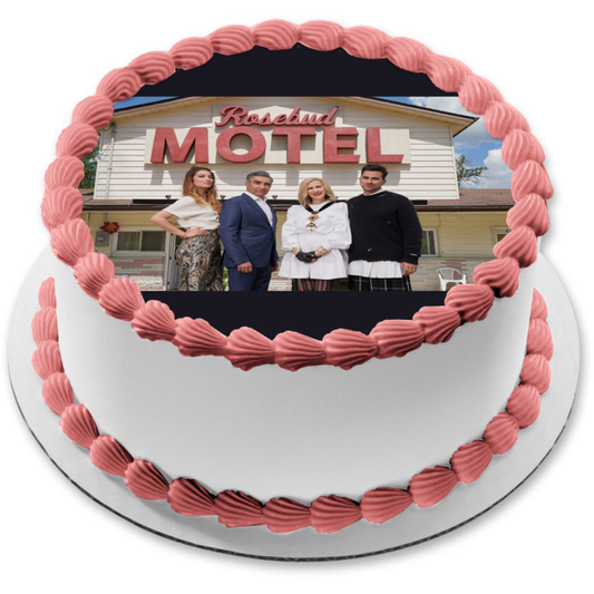 Schitt's Creek Johnny Rose Moira Rose David Rose Alexis Rose Rosebud Motel Edible Cake Topper Image ABPID51283