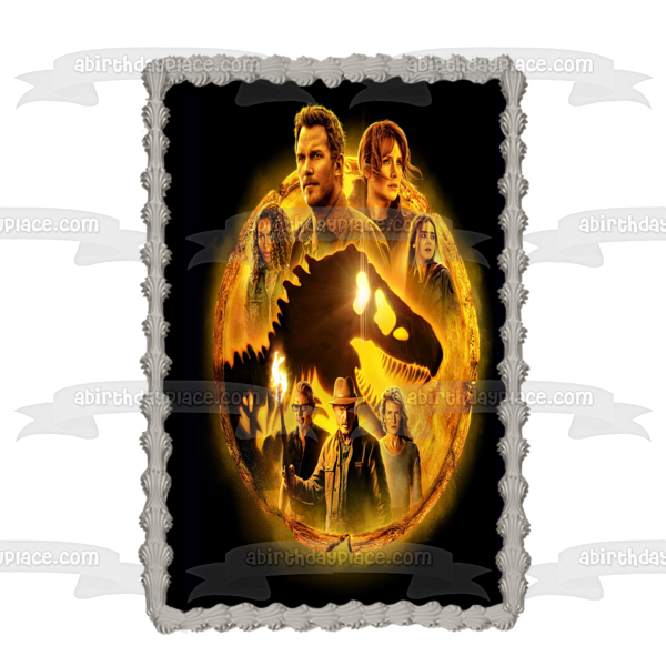 Jurassic World: Dominion T-Rex Owen Kayla Maisie and Ian Edible Cake Topper Image ABPID56384