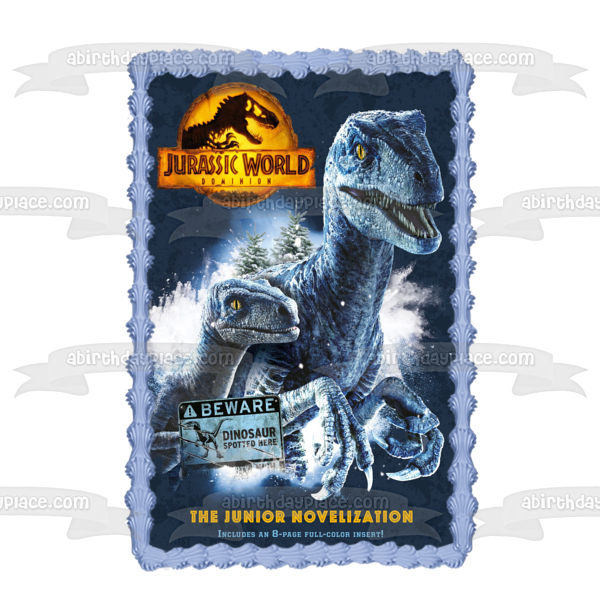 Jurassic World: Dominion Movie Poster with Dinosaurs Edible Cake Topper Image ABPID56385