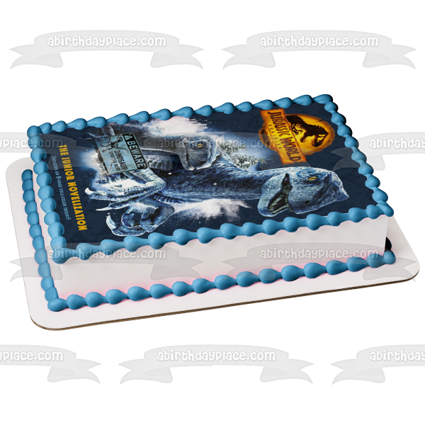 Jurassic World: Dominion Movie Poster with Dinosaurs Edible Cake Topper Image ABPID56385