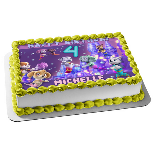 Paw Patrol Merpups Customizable Ryder Skye Chase Marshall Rocky and Rubble Edible Cake Topper Image ABPID56401