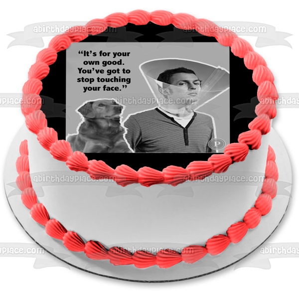 Coronavirus Meme Human with Dog Sheild Dog Looking at Human Edible Cake Topper Image ABPID51489