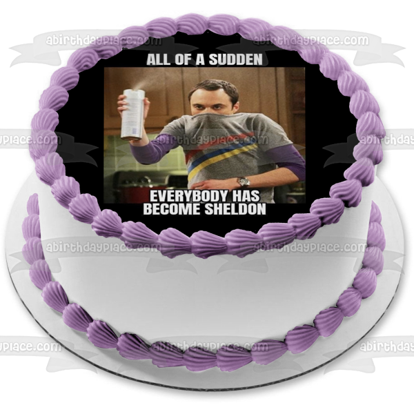 Coronavirus Meme the Big Bang Theory Sheldon Cooper Spraying Lysol Edible Cake Topper Image ABPID51491