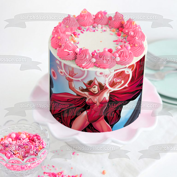 Scarlet Witch Fighting Edible Cake Topper Image ABPID51762