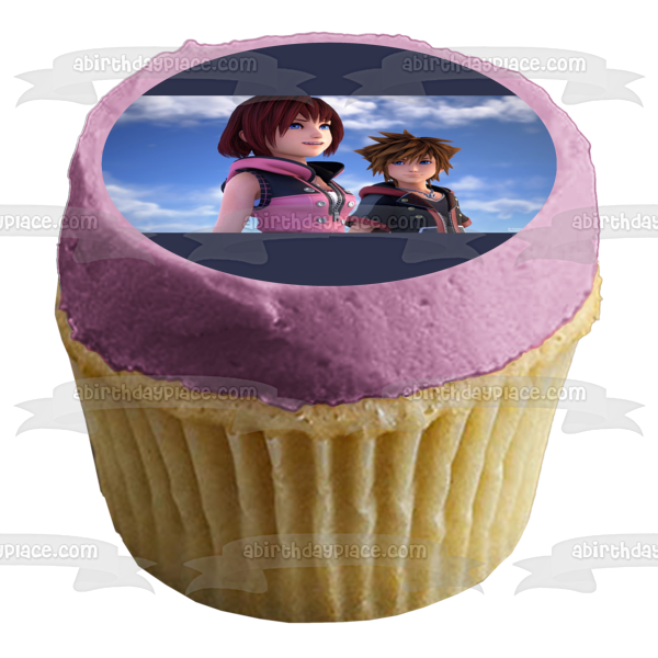 Disney Kingdom Hearts 3 Sora Kairi Edible Cake Topper Image ABPID51876