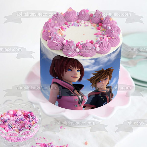 Disney Kingdom Hearts 3 Sora Kairi Edible Cake Topper Image ABPID51876