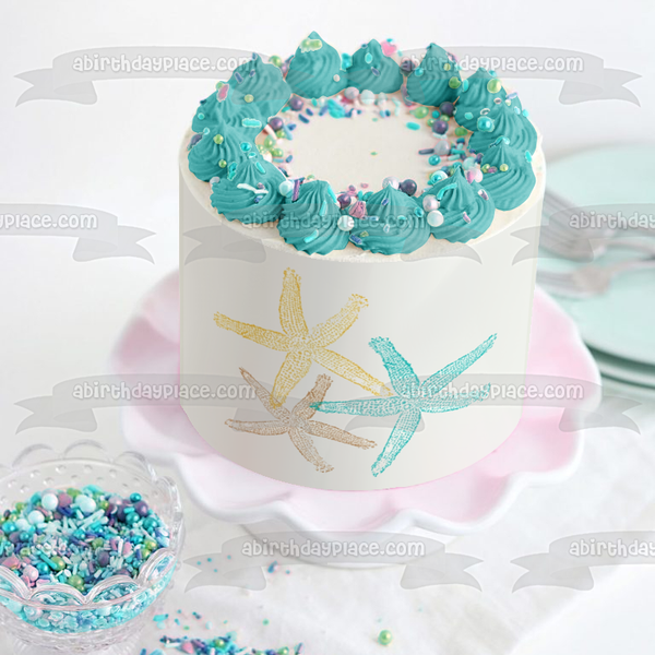 Starfish Trio Colorful Ocean Life Edible Cake Topper Image ABPID52045