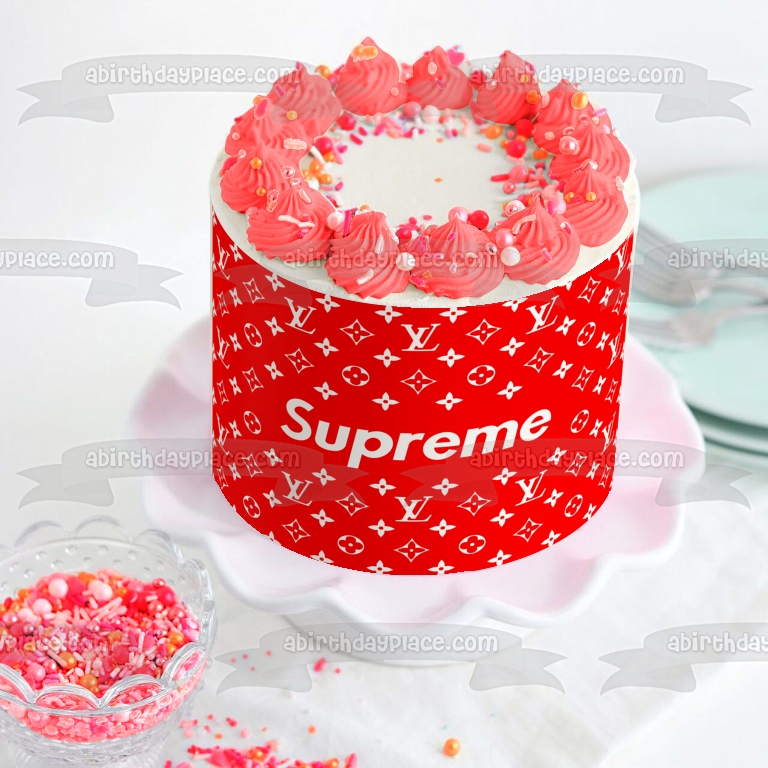 Supreme Clothing Logo Personalized Edible Cake Topper Image