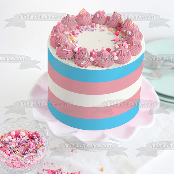 Transgender Pride Flag Edible Cake Topper Image ABPID52051