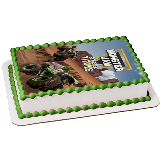 Monster Jam Steel Titans Grave Digger Edible Cake Topper Image ABPID51913
