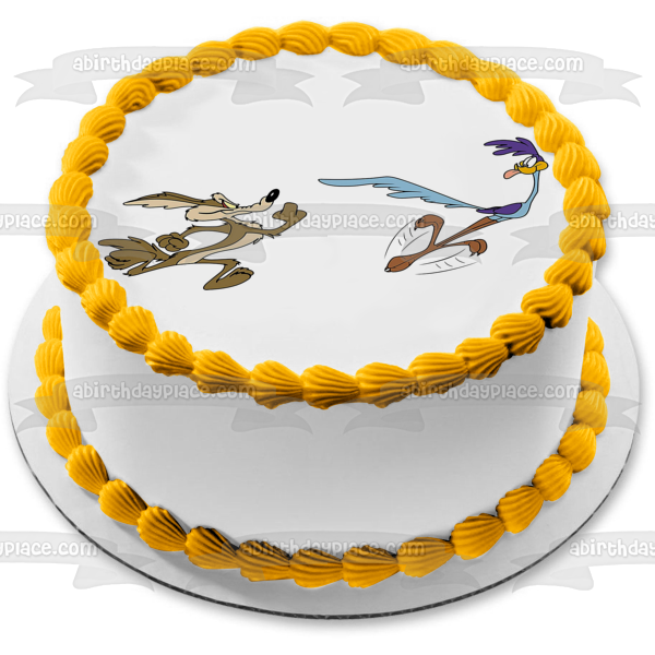 Roadrunner and Wile E. Coyote Looney Tunes Cartoon Warner Brothers Edible Cake Topper Image ABPID52055
