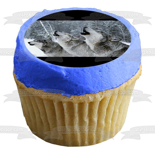 Wolves Howling In the Snow Wolf Pack Edible Cake Topper Image ABPID52056