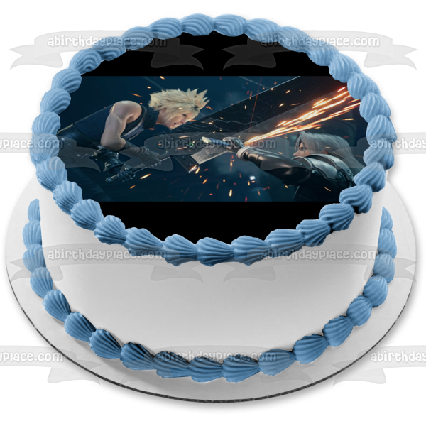 Final Fantasy 7 Remake Cloud Strife Vs. Sephiroth Edible Cake Topper Image ABPID51920