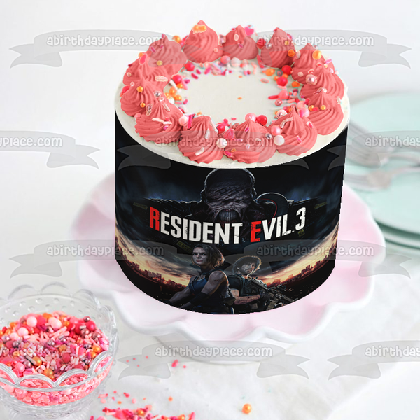 Resident Evil 3 Jill Valentine Carlos Oliverira Nemesis Edible Cake Topper Image ABPID51934