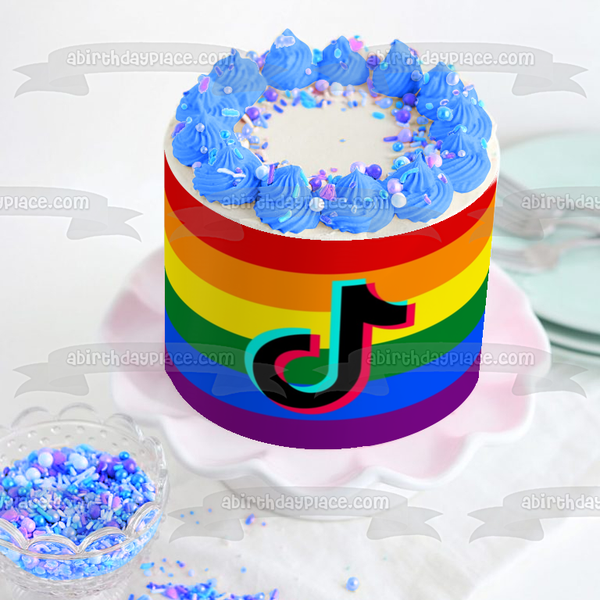 Tik Tok Gay Pride Logo Edible Cake Topper Image ABPID51984