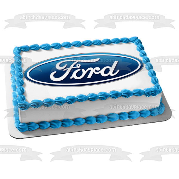 Ford Logo Car Company Blue White Oval Edible Cake Topper Image ABPID52190