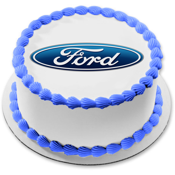 Ford Logo Car Company Blue White Oval Edible Cake Topper Image ABPID52 – A  Birthday Place