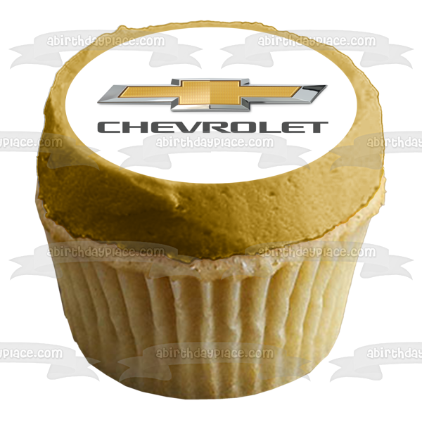 Chevrolet Logo Car Company Logo Silver Gold Edible Cake Topper Image ABPID52195