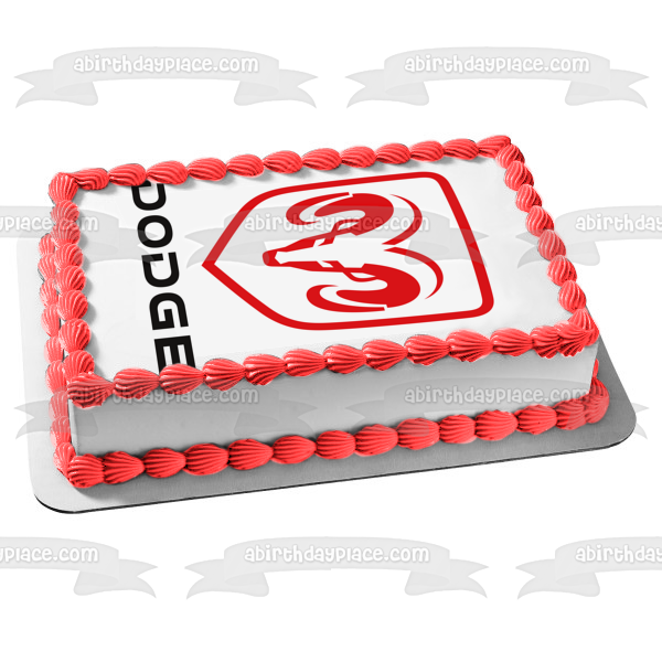 Dodge Car Company Vehicle Logo Red Black Sheep Ram's Head Edible Cake Topper Image ABPID52196