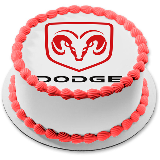 Dodge Car Company Vehicle Logo Red Black Sheep Ram's Head Edible Cake Topper Image ABPID52196