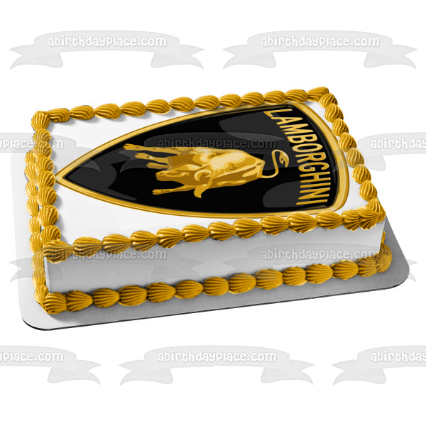 Lamborghini Logo Car Company Yellow Gold Black Edible Cake Topper Image ABPID52197