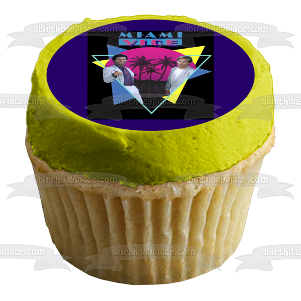 Miami Vice TV Show Crockett Tubbs 80s Edible Cake Topper Image ABPID52208